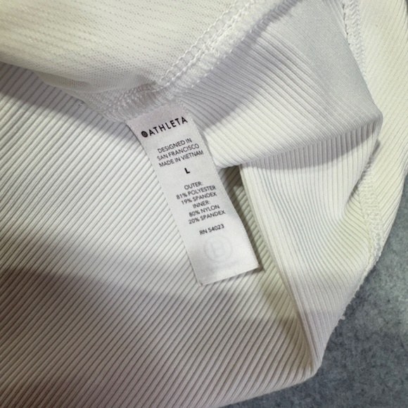 Athleta Top Womens L White Crew Neck Ruched Side Sleeveless Pullover Stretch - Picture 6 of 7